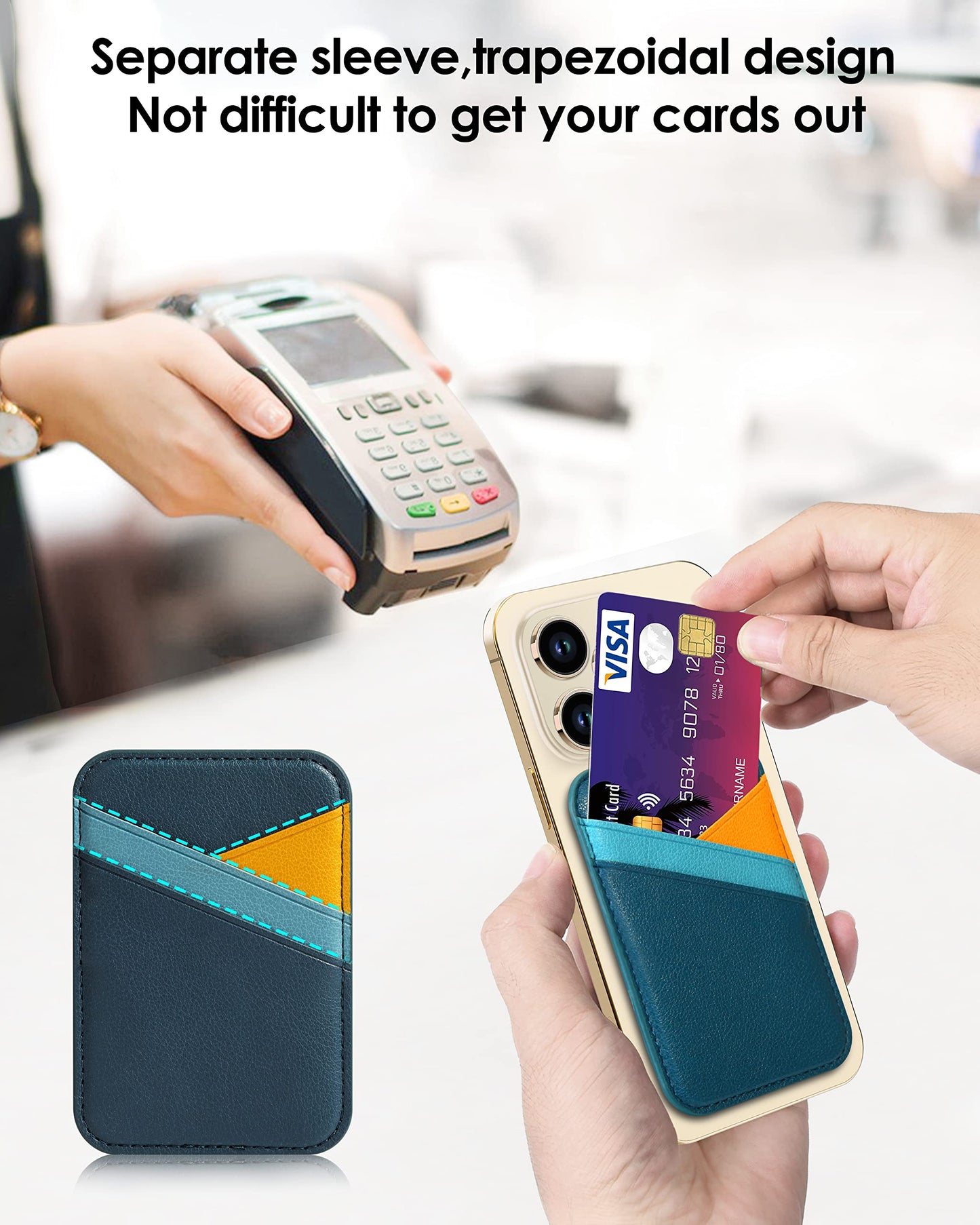 Miroddi for MagSafe Wallet, Magnetic Wallet for iPhone 17/16/15/14/13/12 Series, 0.12” Ultra-Thin Leather Magnetic Phone Card Holder, 3 Card Slots