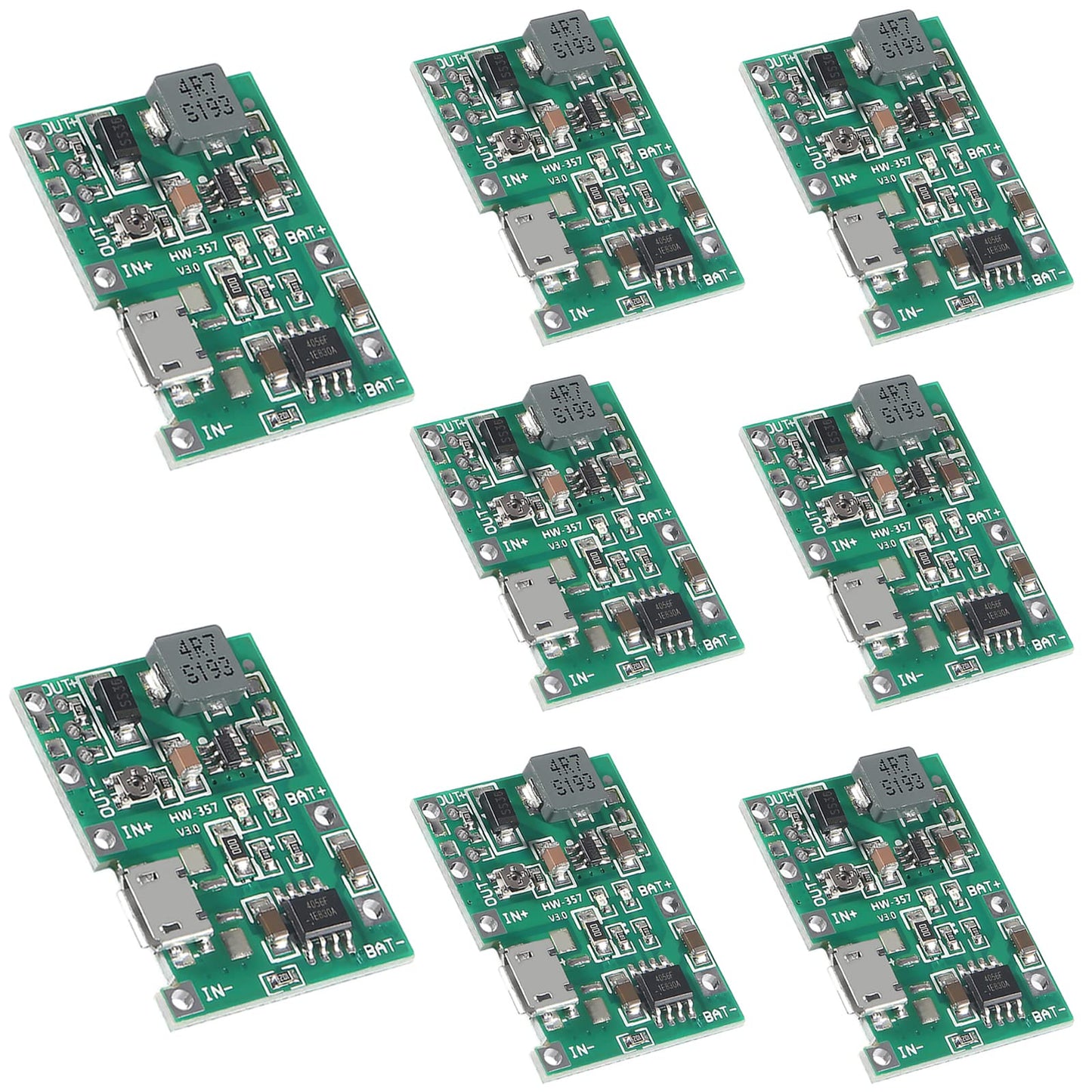 AITIAO 8Pcs 2A USB 18650 Lithium Li-ion Battery Charger Module Adjustable Boost Module DC-DC 3.7V to 5V 9V 12V Step Up Boost Module TP4056 DIY Kit…