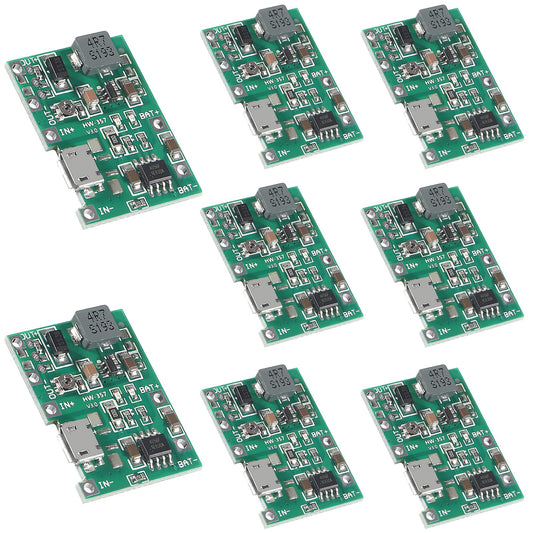 AITIAO 8Pcs 2A USB 18650 Lithium Li-ion Battery Charger Module Adjustable Boost Module DC-DC 3.7V to 5V 9V 12V Step Up Boost Module TP4056 DIY Kit…