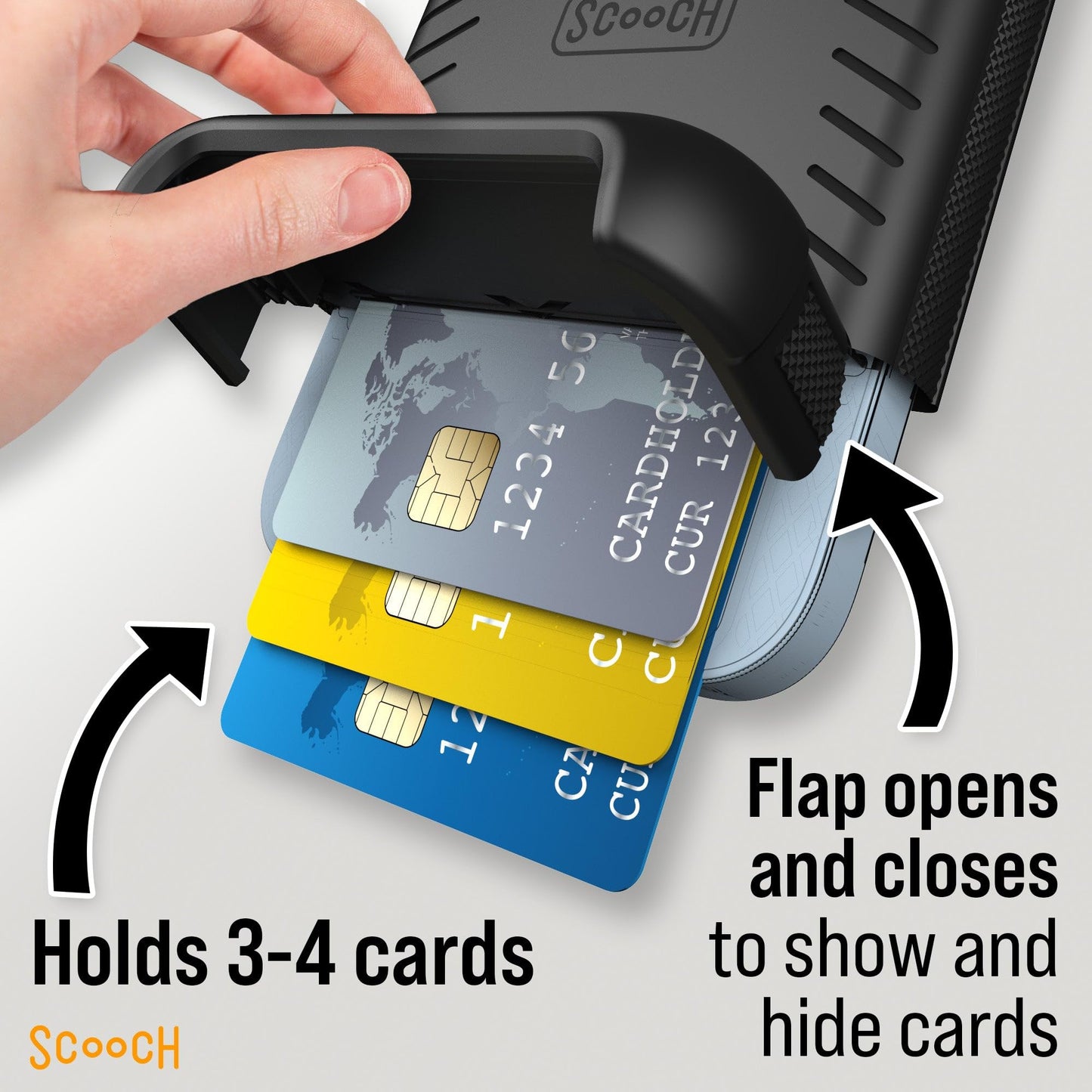 Scooch for iPhone 13 Mini Case with Card Holder, Wingmate Wallet Case with Hidden Card Slot and RFID Protection, Holds 3 to 4 Cards, 10-Foot Drop