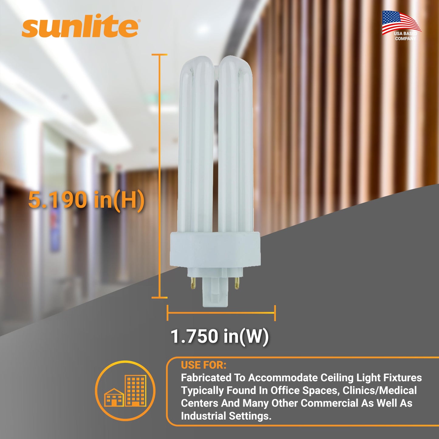 Sunlite PLT26/E/SP Compact Fluorescent Plug-in PLT 4-Pin Triple Tube, 26 Watts, 4-Pin GX24q3 Base, 1800 Lumens, 3500K Neutral White, 10 Pack