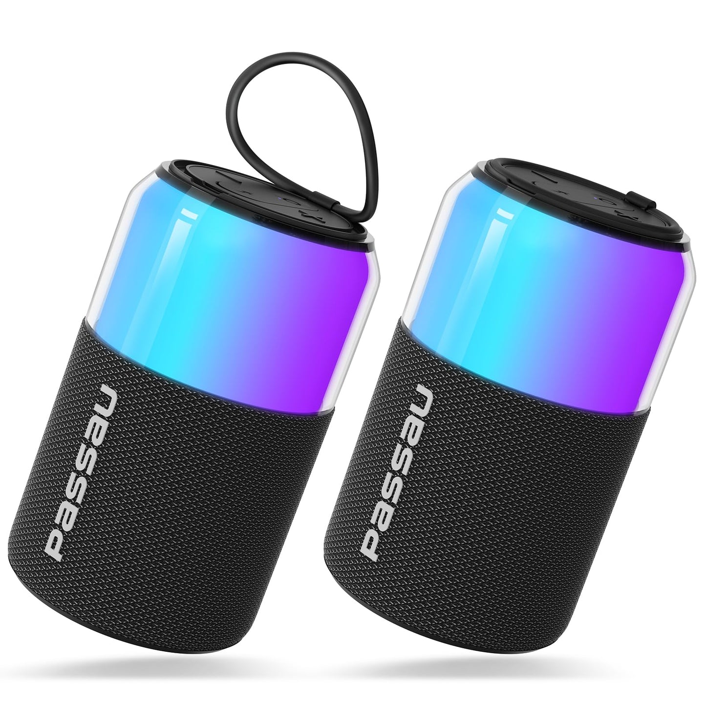 Passau Portable Bluetooth Speaker with Lights Show, 15W Loud Clear Sound, White Elephant Gifts for Adults, BT 5.4, LED Lights up Speakers Stocking