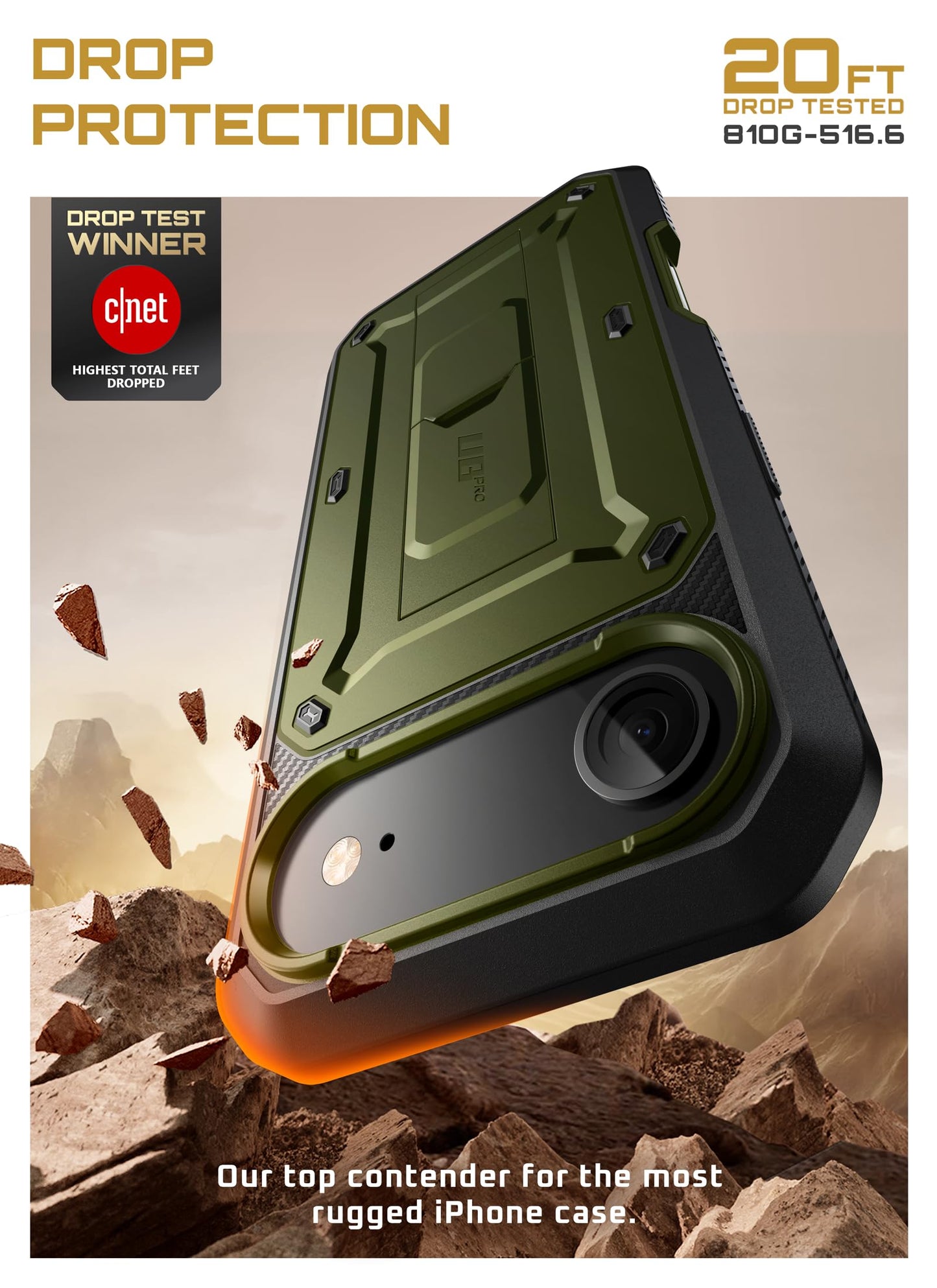 SUPCASE for iPhone Air Case with Camera Control Button (Unicorn Beetle Pro), [Built-in Kickstand & Screen Protector] [Military-Grade Protection] Heavy