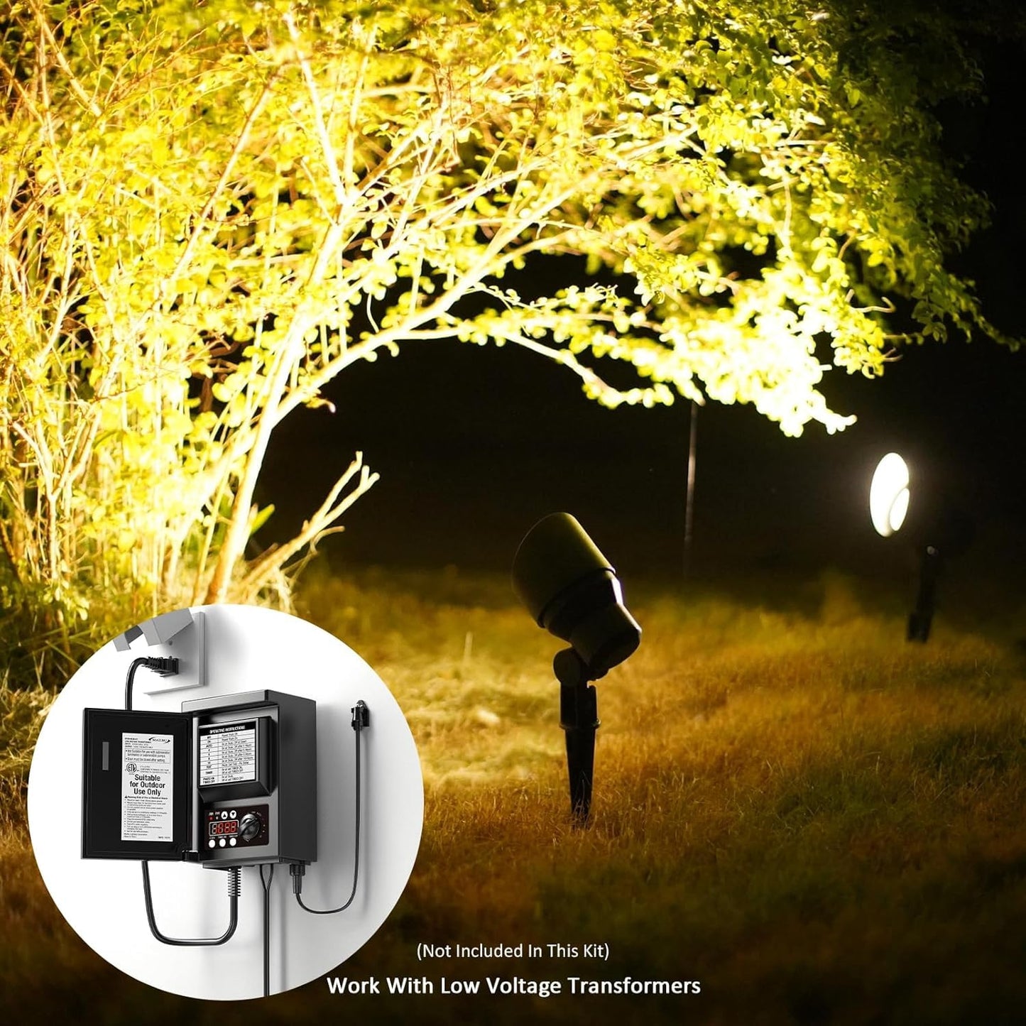Malibu Low Voltage Landscape Lighting 9604 - 20W 145 Lumens Halogen Outdoor Lights 2800K With Stake Connector (8 Pack)