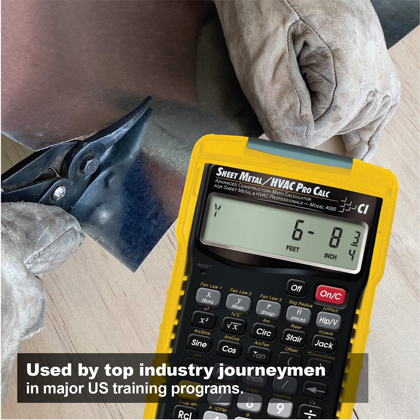 Calculated Industries 4090 Sheet Metal/HVAC Pro Calc Calculator, Advanced Construction-Math for Sheet Metal, HVAC Pros with Fan Law Functions, ArcK