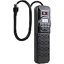 GE 7-Day Digital Power Strip with Timer, 15 AMP, 1800W, 120V, 8 Outlet Timer, 4 Timed / 4 Always On Extension Chord with Timer, Custom Indoor Light
