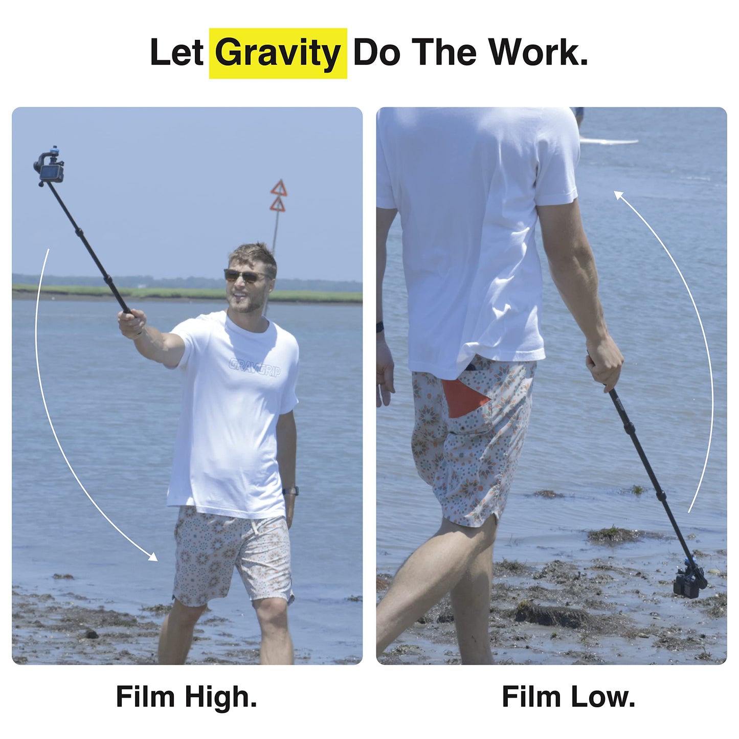 GRAVGRIP V2 Hydraulic Leveling Mount for Action Camera, GoPro, DJI, Insta360 - Pocket-Sized Leveler, Gimbal, JIB - No Batteries, No Charging
