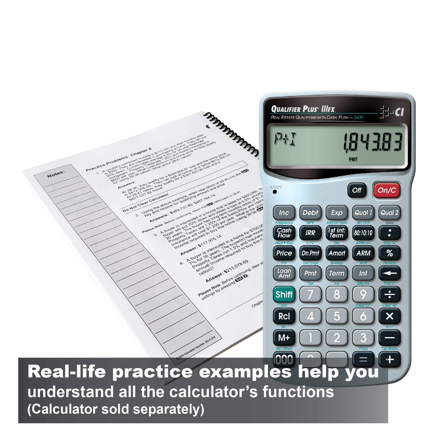Calculated Industries 2128 Qualifier Plus Training Program Workbook for Qualifier Plus IIIx and IIIfx Real Estate Finance Calculators | 3 Modules