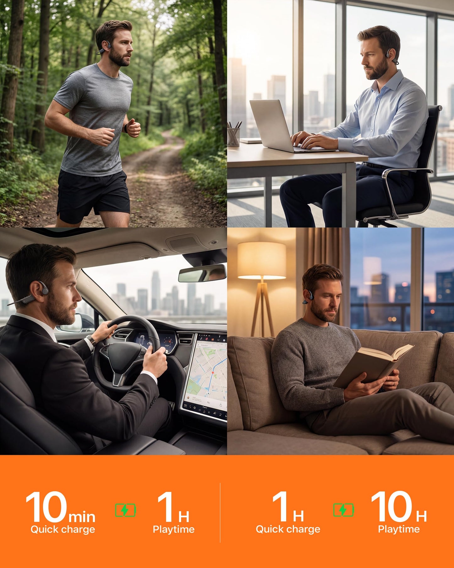 RAEOHE Bone Conduction Headphones Bluetooth 6.0, Open Ear Headphones for Running with Mic, 1H Fast Charge, 10H Playtime, IP54 Waterproof, 0.9oz