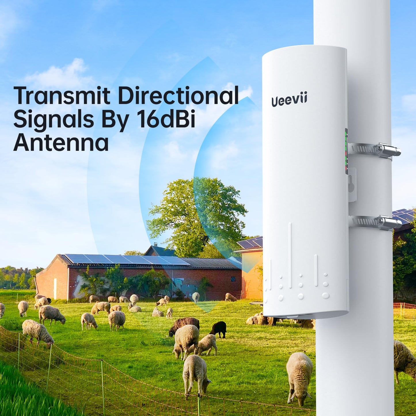 Wireless Bridge, UeeVii CPE820 5.8G Point to Point for Starlink WiFi Extender Signal Booster with 16dBi Antenna, Long Range Up to 3KM, Plug