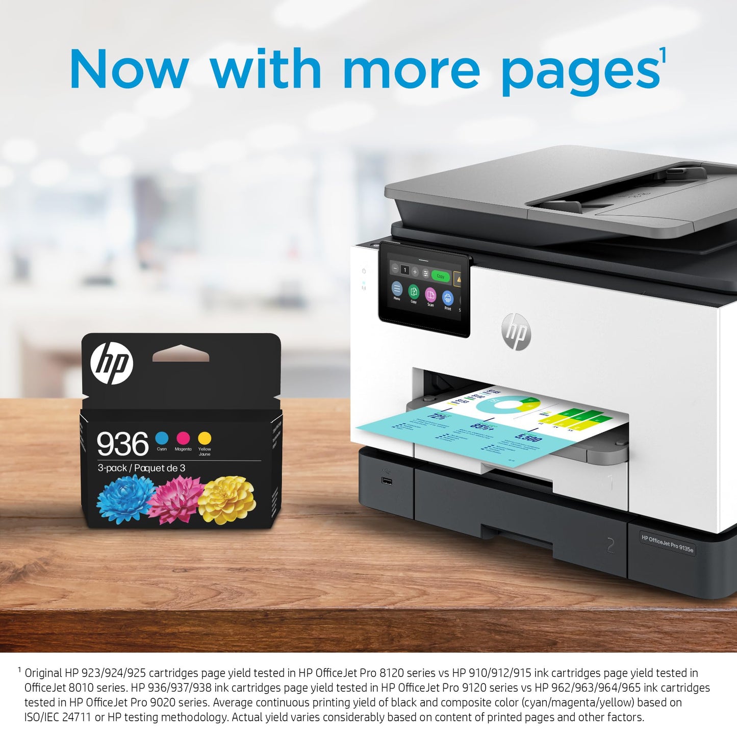 HP 936 Cyan, Magenta, Yellow Ink Cartridges (3-Pack) | Works with OfficeJet 9120, Pro 9110, 9120, 9130, Wide Format 9730 | Eligible for Instant Ink |