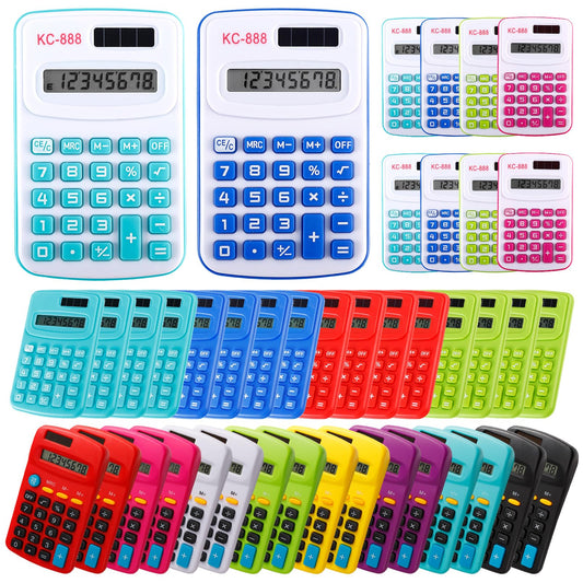 CACASO 48 Pcs Pocket Calculator,Pocket Size Basic Calculators,8 Digit Display Solar Battery Dual Power Desktop Calculators,Mini Calculator