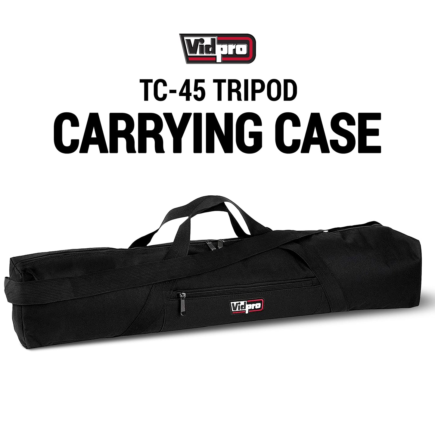 VidPro TC-45 Tripod Carrying Case - Heavy Duty Nylon Bag with Shoulder Straps and Handles - Compact Case with Full Length Zippered Closure Plus