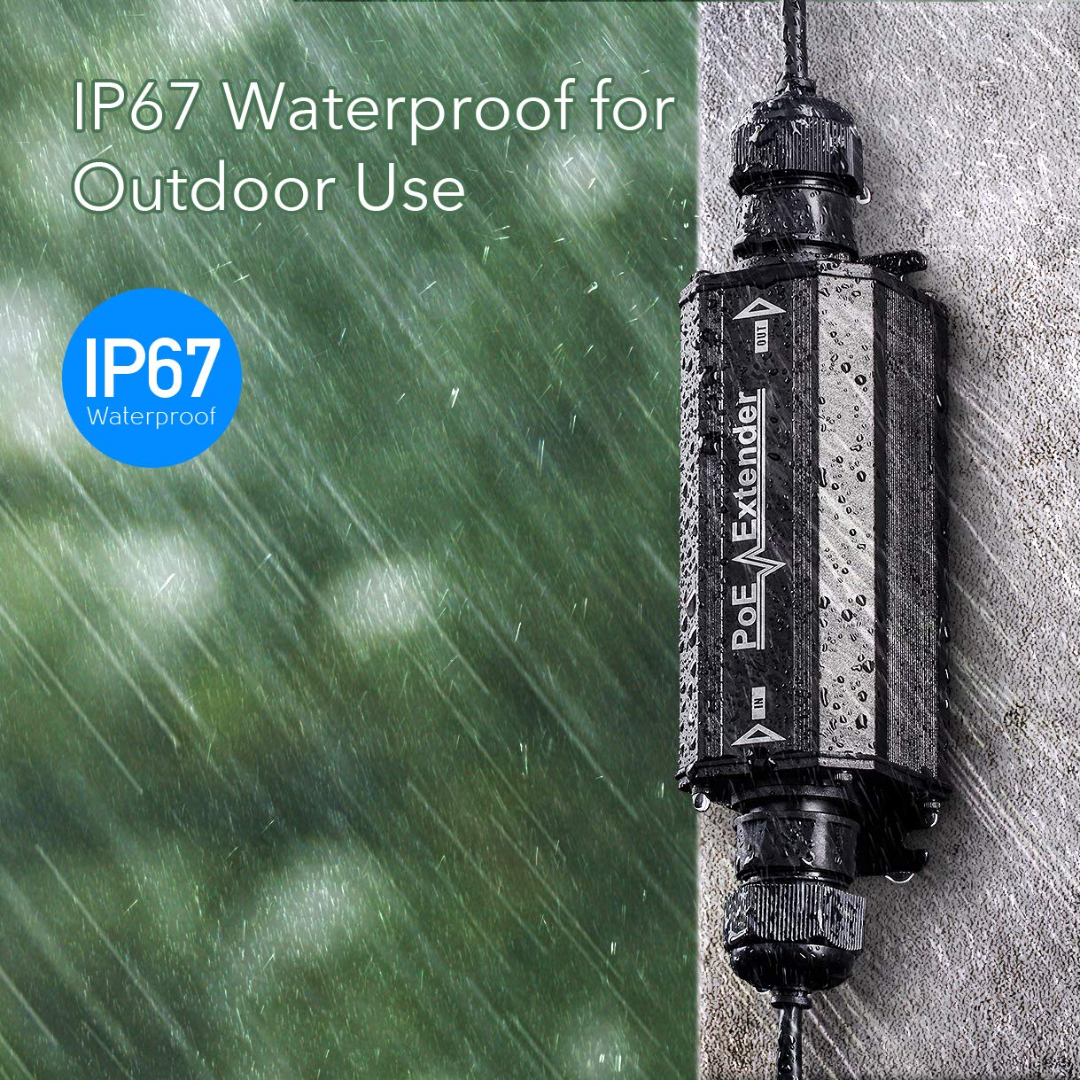 Cudy Gigabit Outdoor Waterproof IP67 PoE+ Extender, 10/100/1000Mbps, POE Repeater/Amplifier, Wall Mount, IEEE 802.3at/802.3af, 1 Channel PoE Repeater