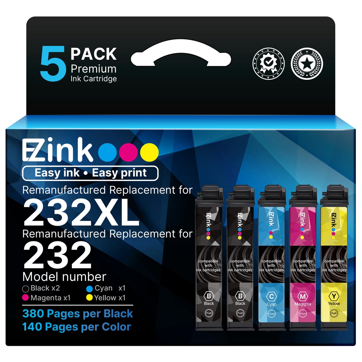 E-Z Ink Remanufactured Replacement for 232XL XP-4200 Ink Cartridges 5 Pack