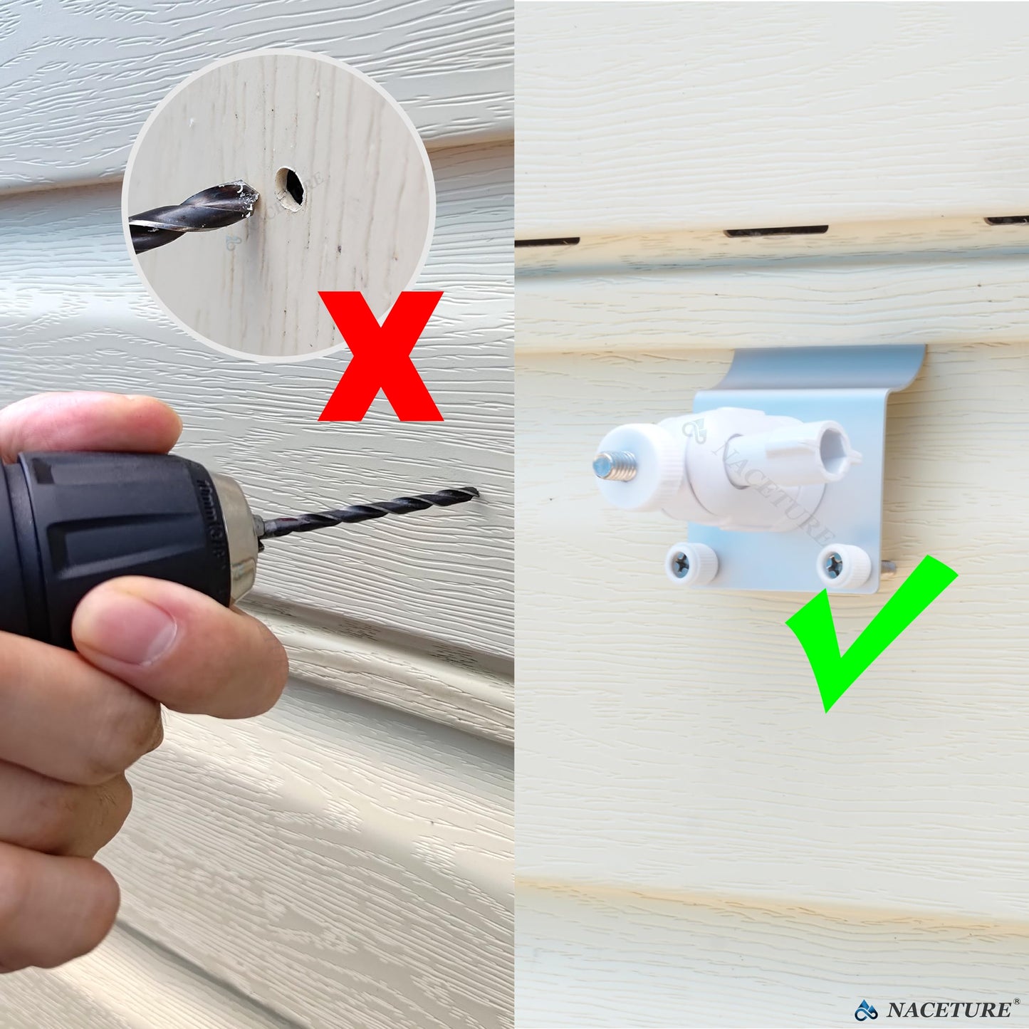 NACETURE 2 Pack Vinyl Siding Mount Compatible with Blink Camera Outside with 360° Swivel & 90° Tilt Adjustment- Outdoor Camera Mount No Drill or Hole