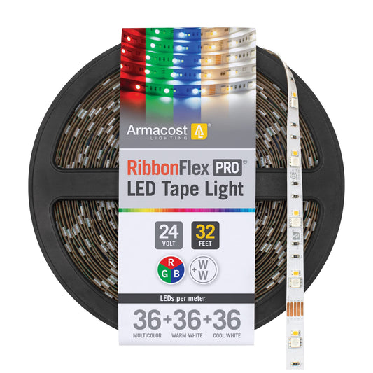 Armacost Lighting RibbonFlex Pro 24V RGB+WW LED Strip Light Tape 36 + 36 +36 LED/m, 32' (10M) 645250