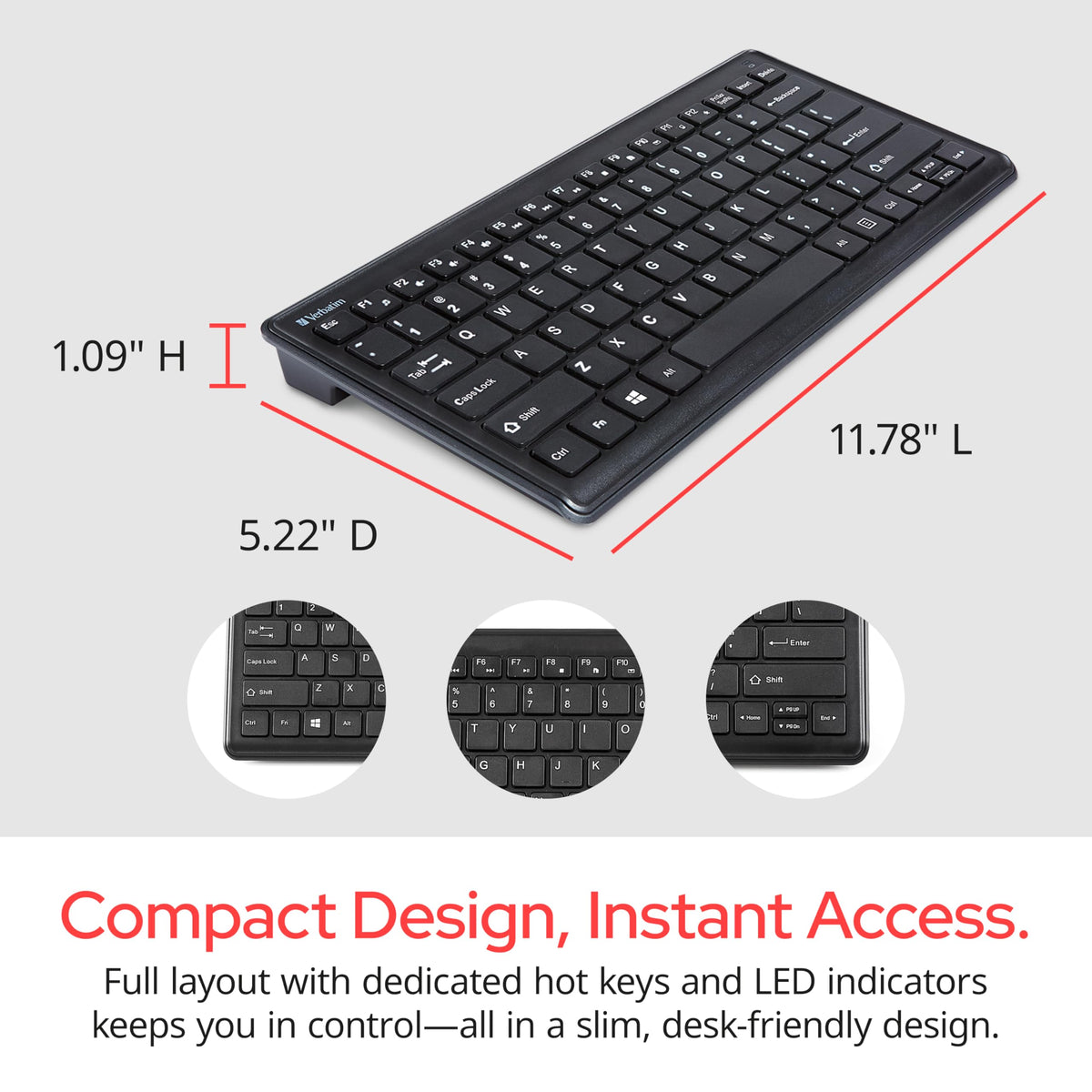 Verbatim Silent Wireless Compact Keyboard and Mouse Combo, for Laptop/Personal Computer