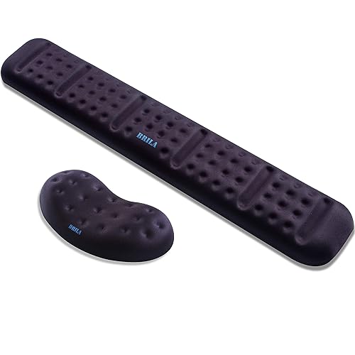 BRILA Upgraded Ergonomic Keyboard and Mouse Wrist Rest Support Cushion Pad Set - Comfy Soft Memory Foam Gel Padding & Non-Slip Palm/Hand/Wrist Pain