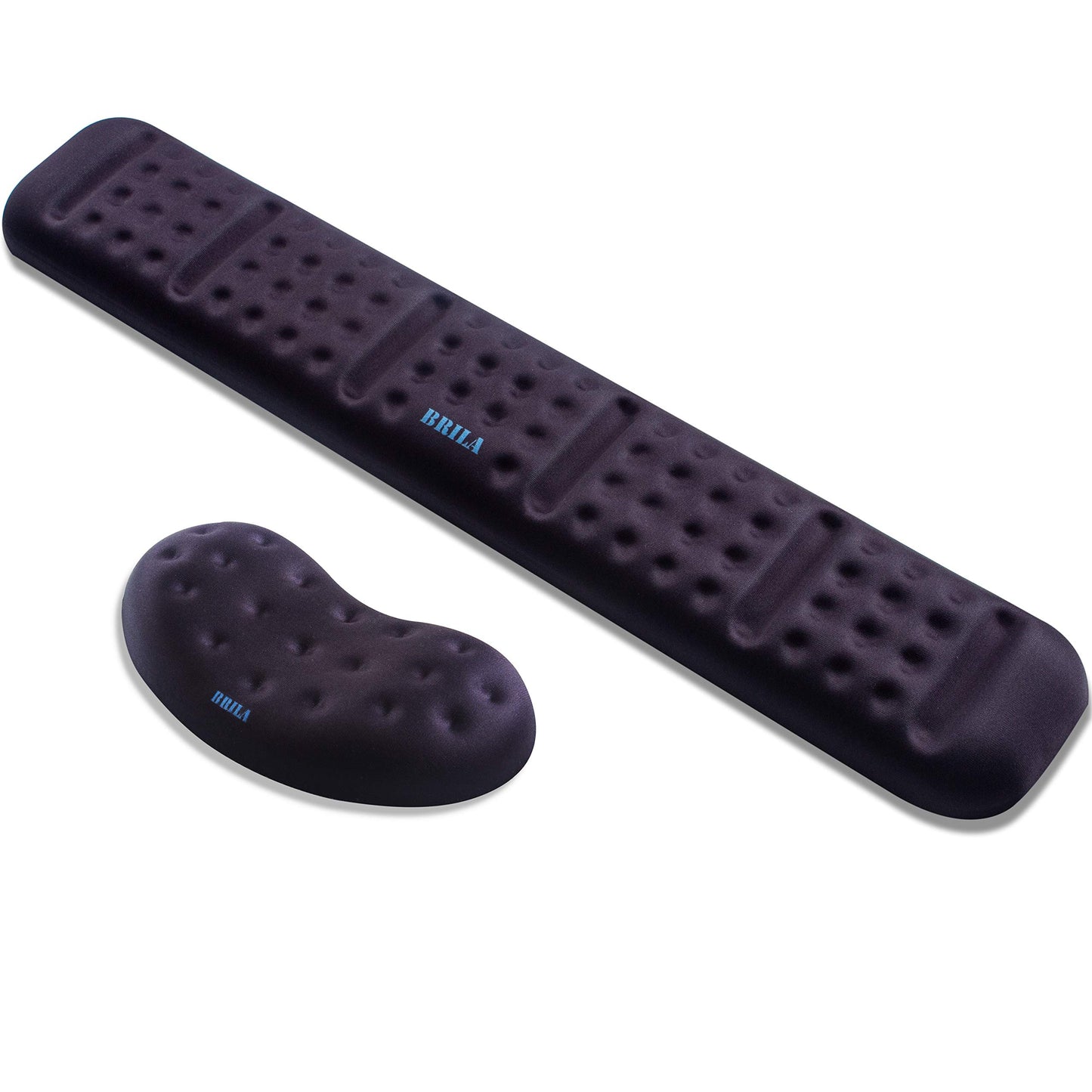 BRILA Upgraded Ergonomic Keyboard and Mouse Wrist Rest Support Cushion Pad Set - Comfy Soft Memory Foam Gel Padding & Non-Slip Palm/Hand/Wrist Pain