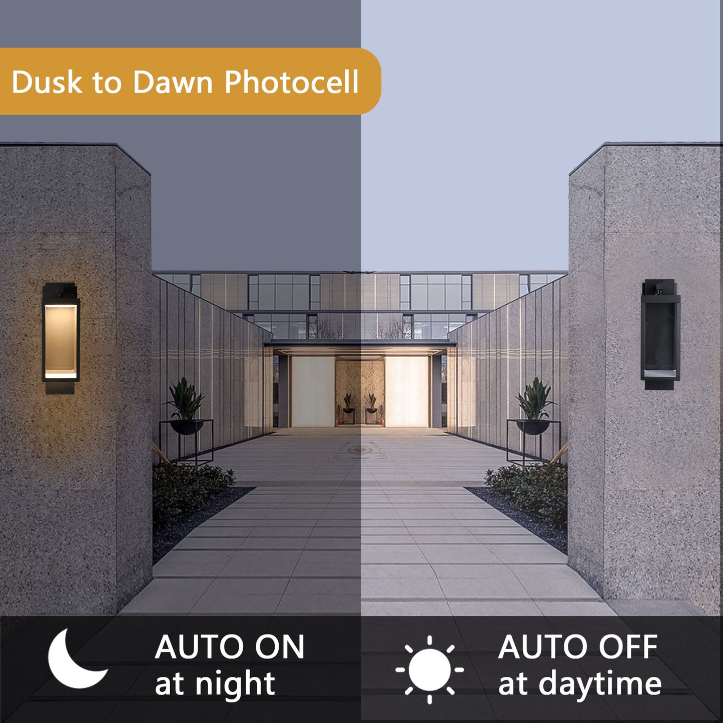 Modern Outdoor Light Fixtures Dusk to Dawn Outdoor Lighting,15" Exterior Wall Sconce, Porch Light, Black Garage Lights Wall Lamp, Waterproof Outdoor
