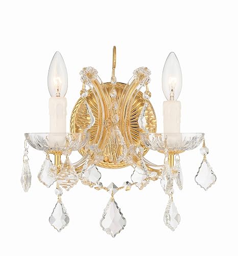Maria Theresa 2 Light Clear Italian Crystal Gold Sconce