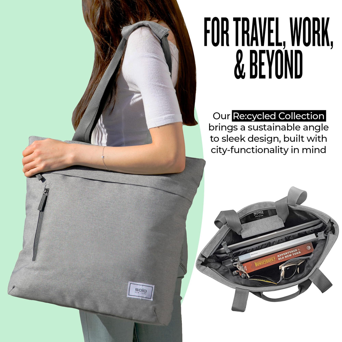 Solo New York Tote Bag for Women - Professional Handbag for Work & Travel, Laptop Purse with Padded Compartment, Front Zippered Pocket, Fits 11"-15.6"