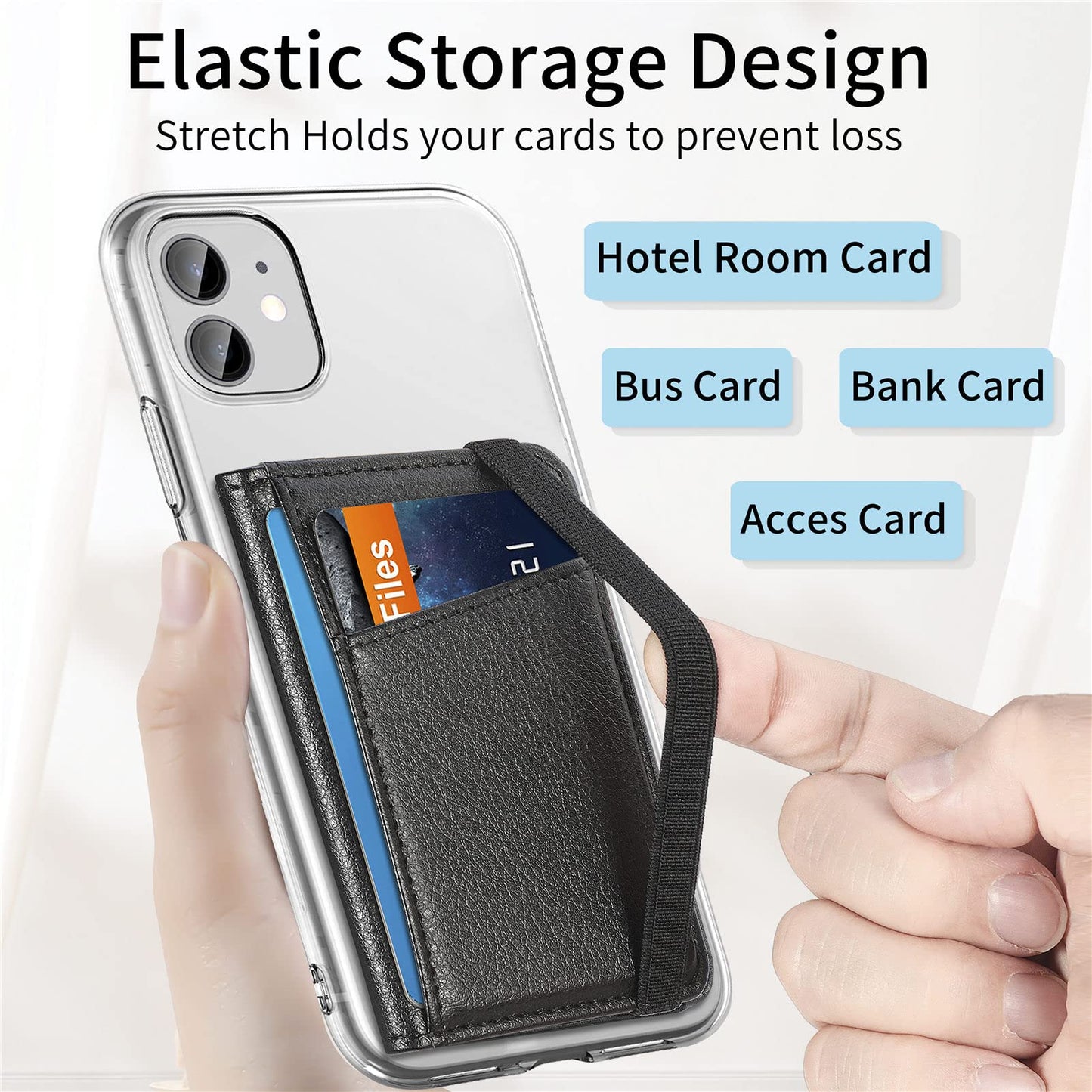 TopFunny Wallet Stick on Phone Case, Credit Card Holder for Back of Phone Cases Flip Leather Wallet Sleeve Pouch Compatible with iPhone, Samsung