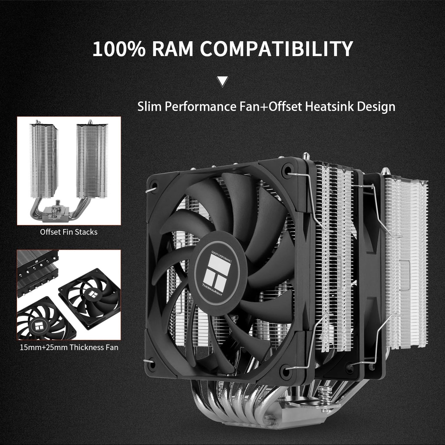 Thermalright Royal Knight 120 SE CPU Cooler, Only 155mm High, Dual Towers Dual PWM Fans TL-C12B V2 and TL-C12015B, 6 Heat Pipes,PC Cooling