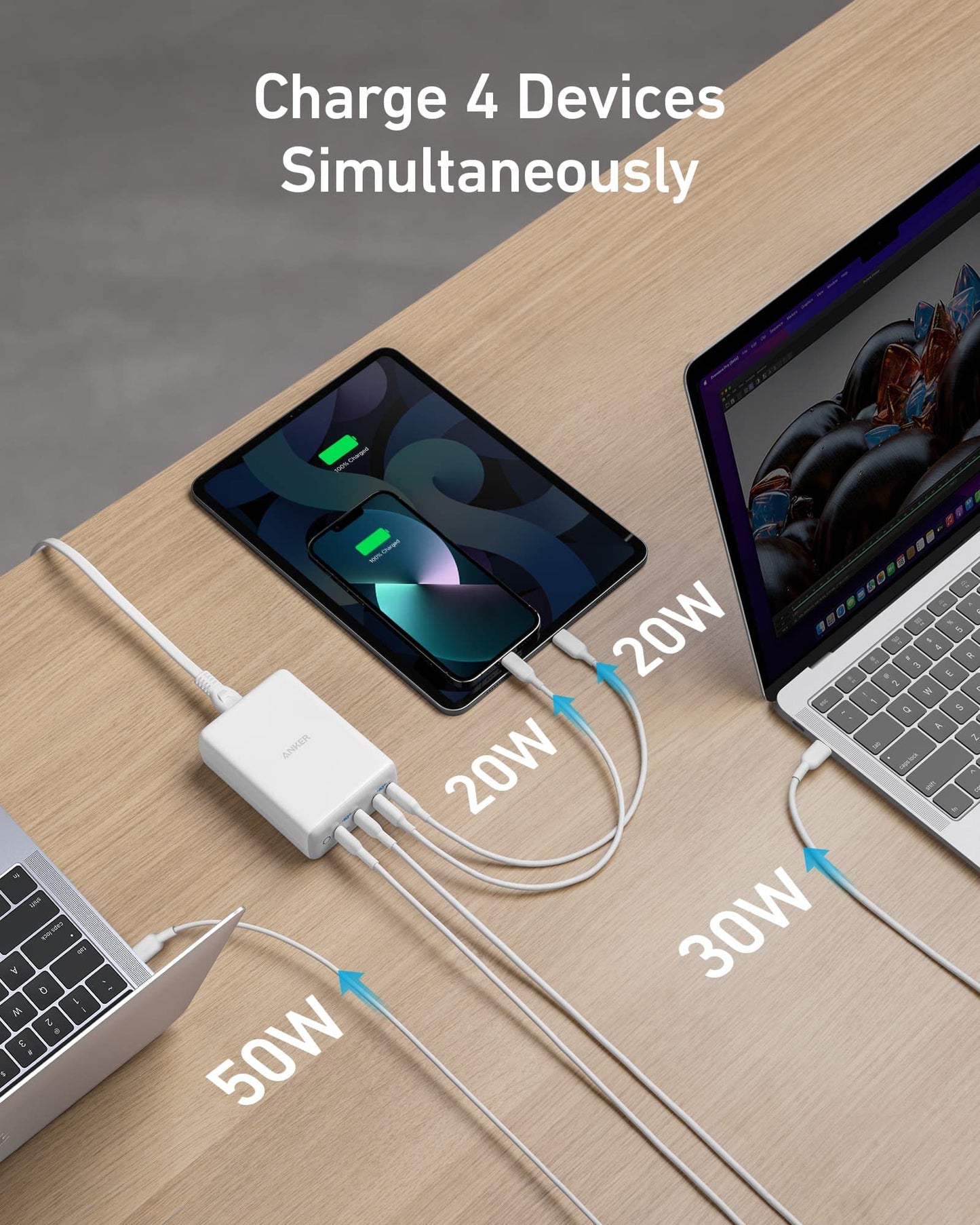 Anker 120W USB C Charger, PowerPort III 4-Port Charging Station for MacBook Pro/Air, Dell XPS 13, ThinkPad, Google Pixelbook, iPhone 17 Series