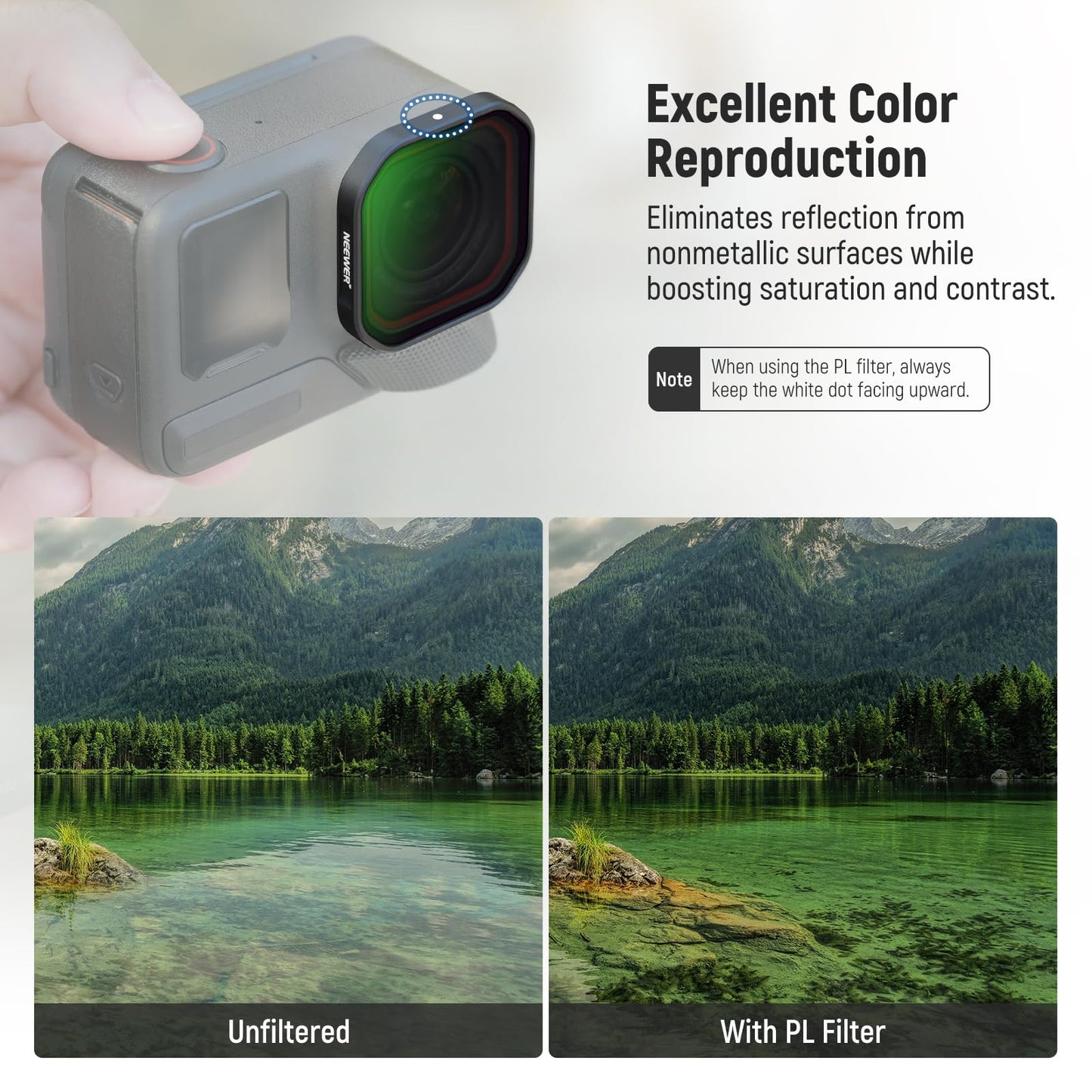 NEEWER 4 Pack ND & Polarizer Filter Set Compatible with Insta360 Ace Pro 2, PL/ND16/ND32/ND64 Action Camera Accessories, NOT Compatible with Updated