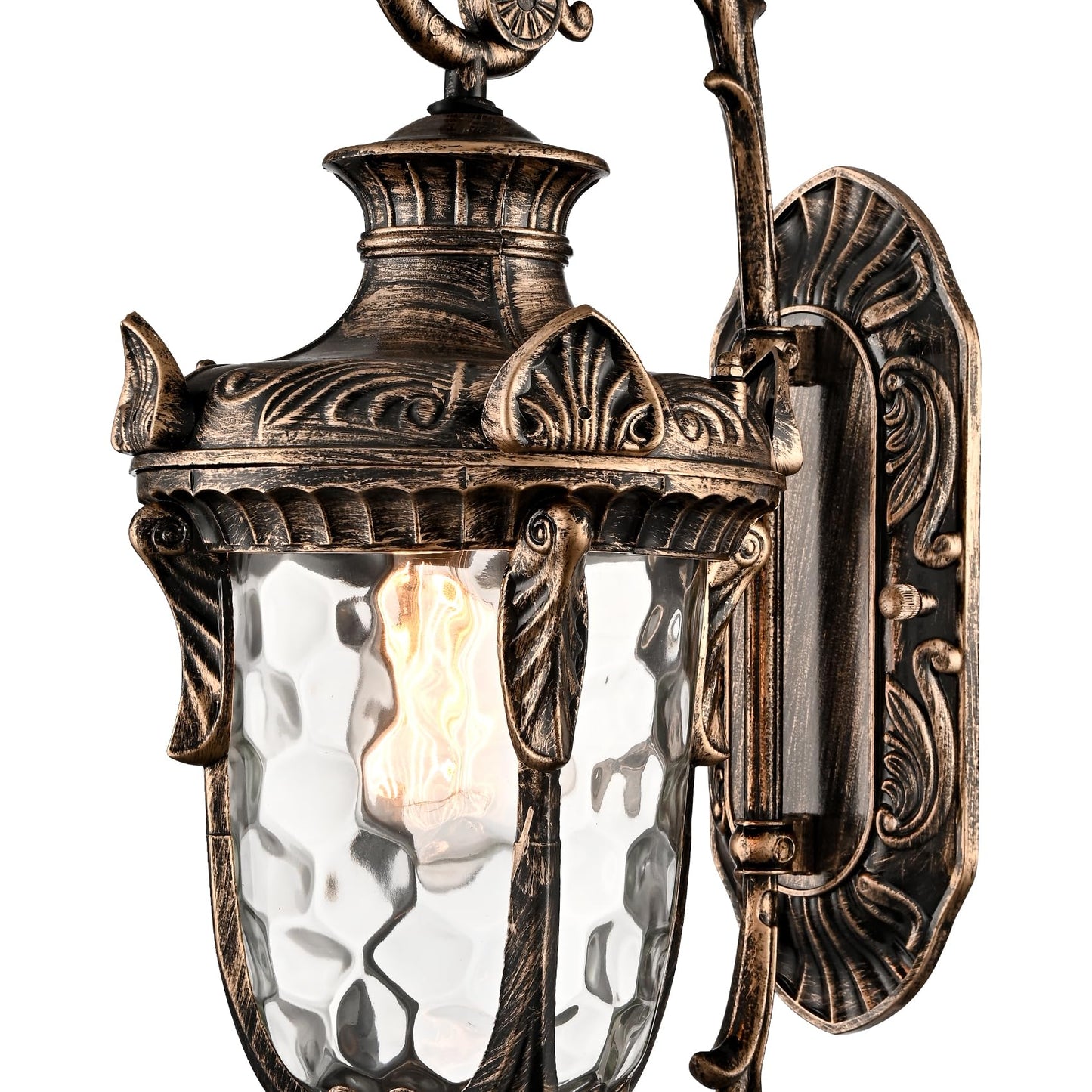 SAMTEEN Outdoor Wall Light Fixtures Bronze 20.1" Exterior Wall Lantern Sconce with Hammered Glass Shade Waterproof Porch Lights Wall Mount Outside