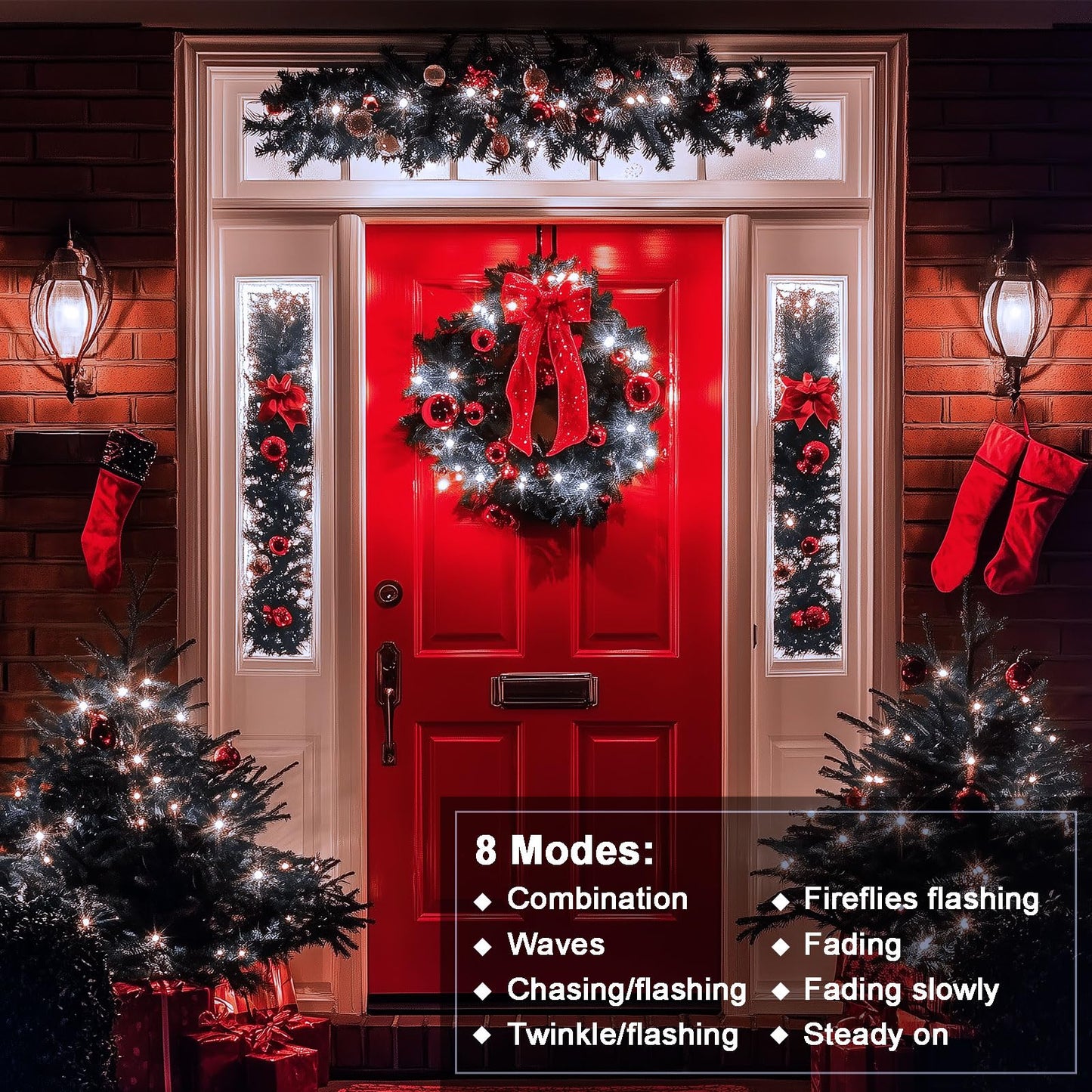 ZAIYW 4 Pack String Lights Battery Operated, Total 66Ft 200 LED Christmas Lights with Remote Timer 8 Modes Fairy String Lights Dark Green Wire