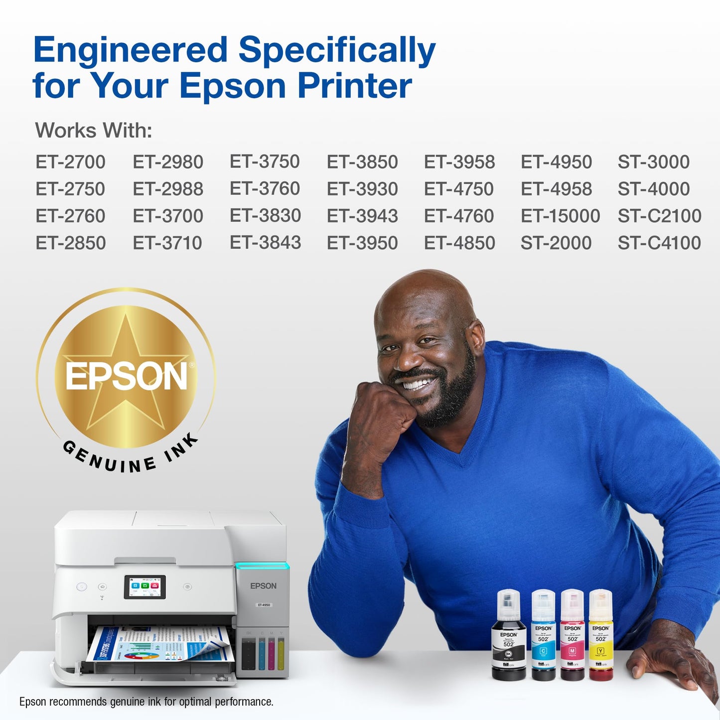 EPSON 502 EcoTank Ink Ultra-high Capacity Bottle Yellow Works with ET-2750, 2760, 2850, 3750, 3760, 3850, 4850, and other select models