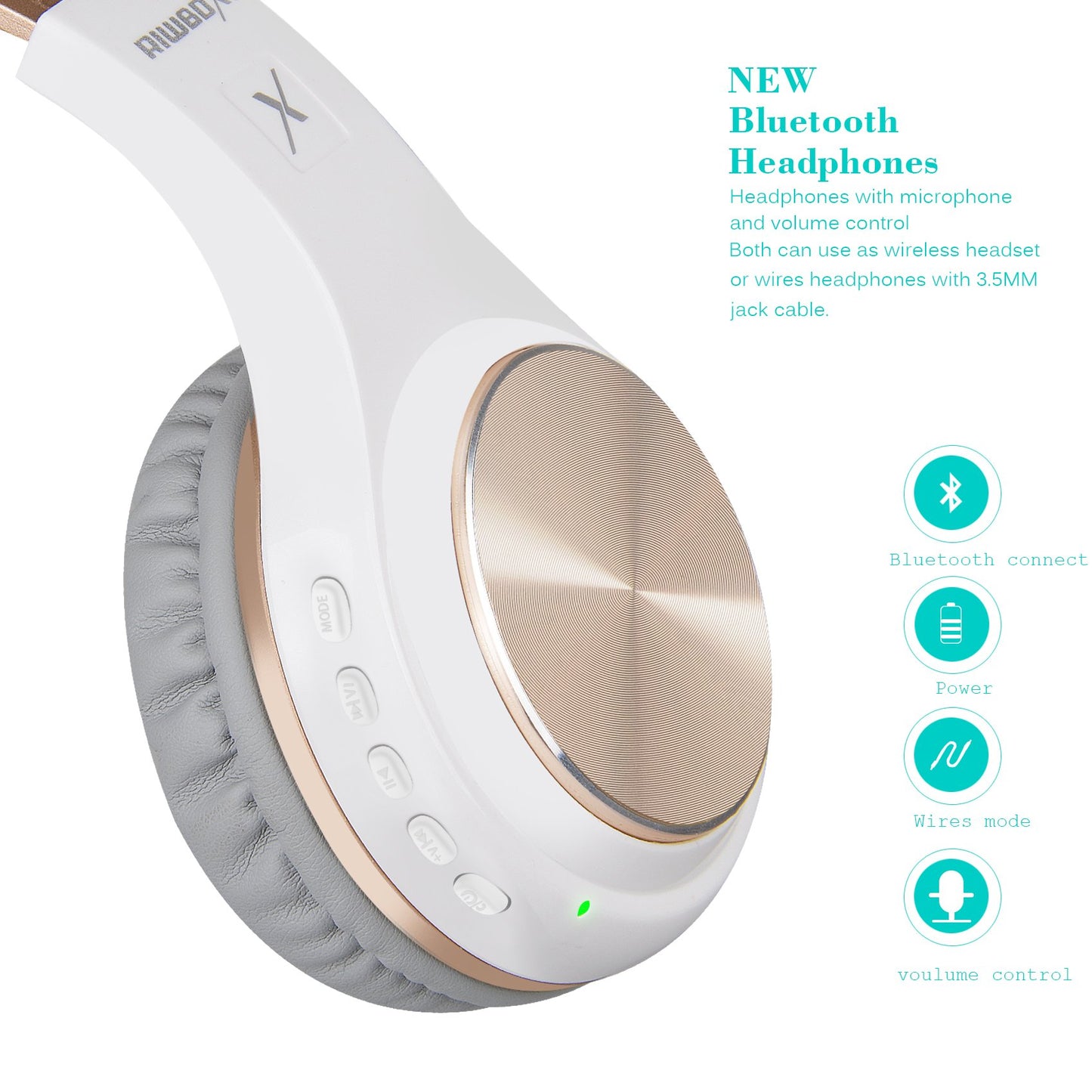 Riwbox Bluetooth Headphones, XBT-80 Folding Stereo Wireless Bluetooth Headphones Over Ear with Microphone and Volume Control, Wireless and Wired…