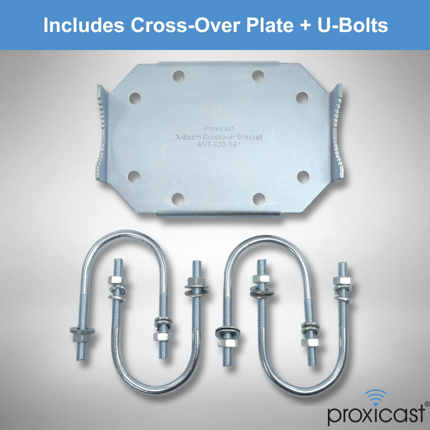 Proxicast X-Boom MIMO Antenna Mast Cross-Over Bracket Kit for 1.25" to 2.0" OD Pipes - Includes Heavy Duty Right-Angle Plate & Mounting Hardware
