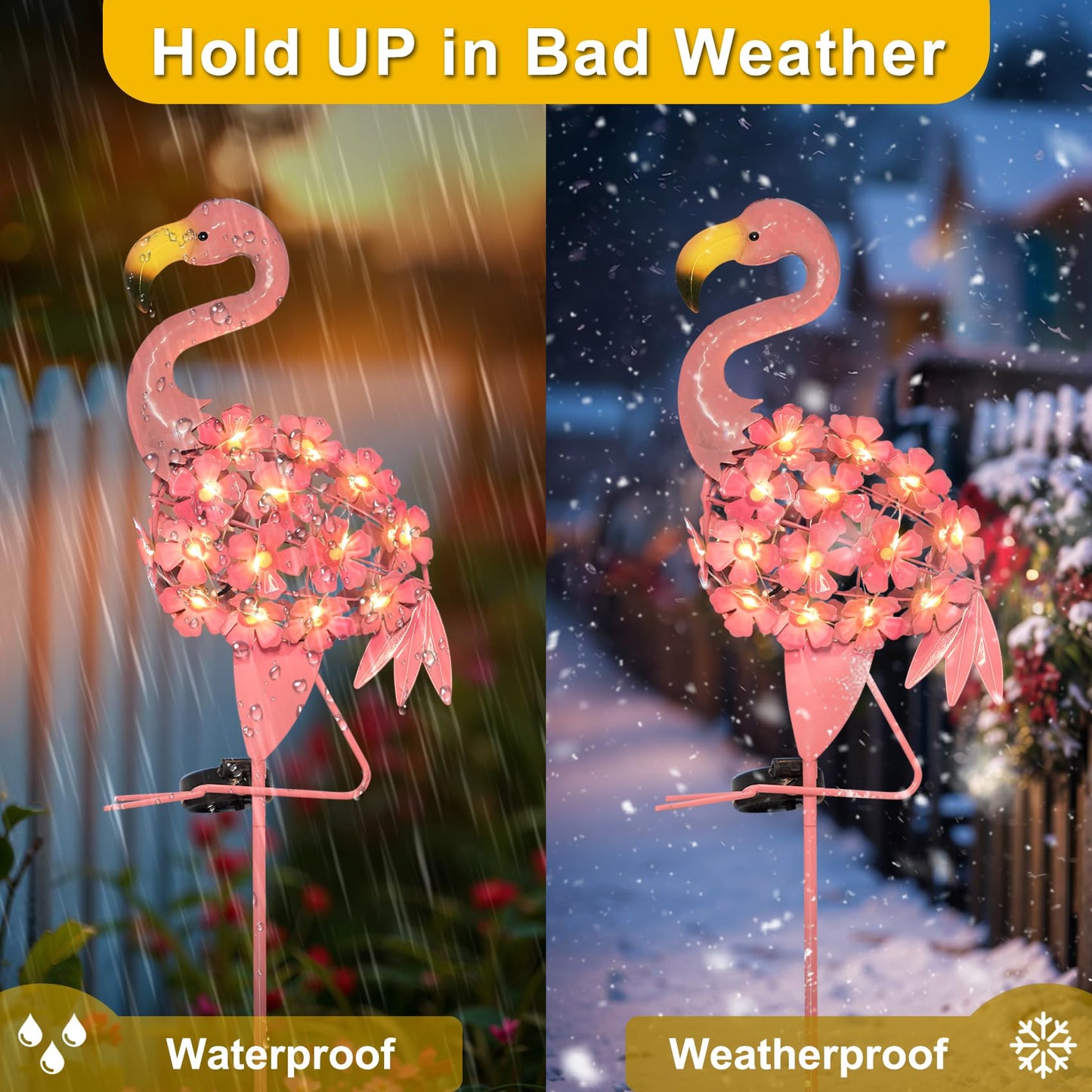 Homeimpro Garden Solar Lights Flamingo Yard Decor Gifts for Women Outdoor Decorations Stake Lights, Waterproof Warm White 27 LED for Lawn,Patio