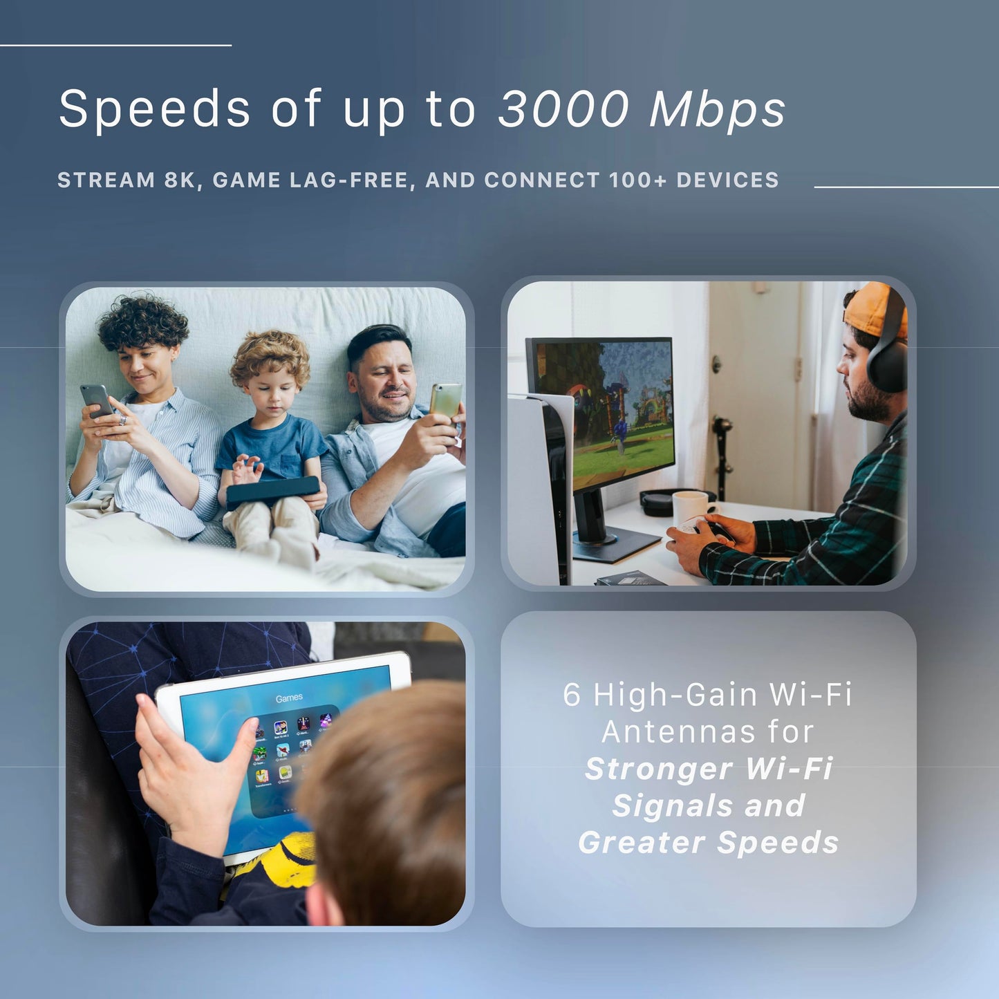 UNpkl ICHI AX3000 WiFi 6 Router, Dual-Band Gigabit Wireless Internet Router with EasyMesh, 6 High-Gain Antennas, Parental Controls, OFDMA/MU-MIMO