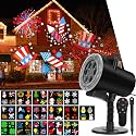4th of July Projector,Christmas Halloween Lights Projector,Waterproof Indoor Remote Control LED Projector Lights,16 Slides Holiday Light Party Outdoor