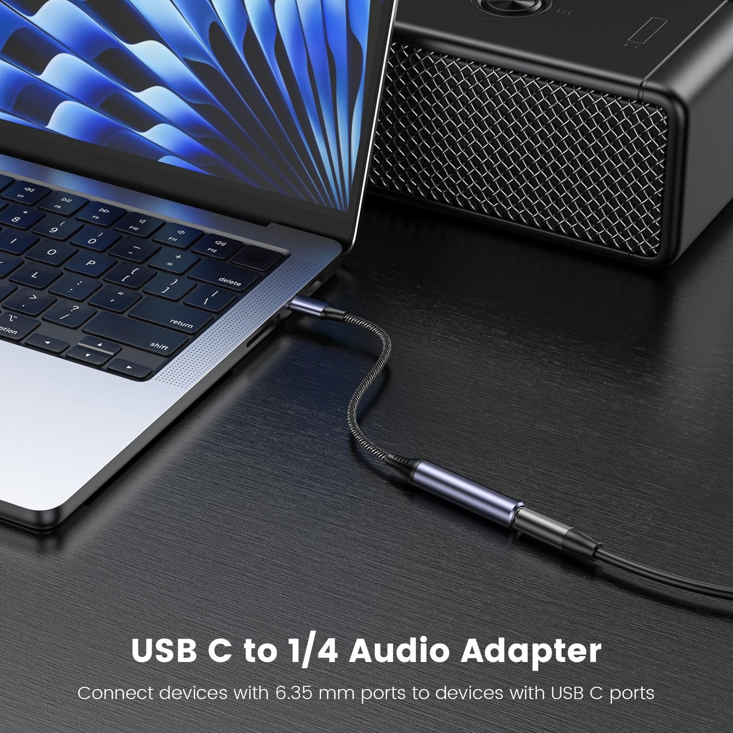 MOSWAG USB Type C to 1/4 Headphone Adapter, USB C to 6.35mm TRS Audio Cable Stereo Jack Audio AUX Adapter Compatible with Amplifiers, Mixer, Home