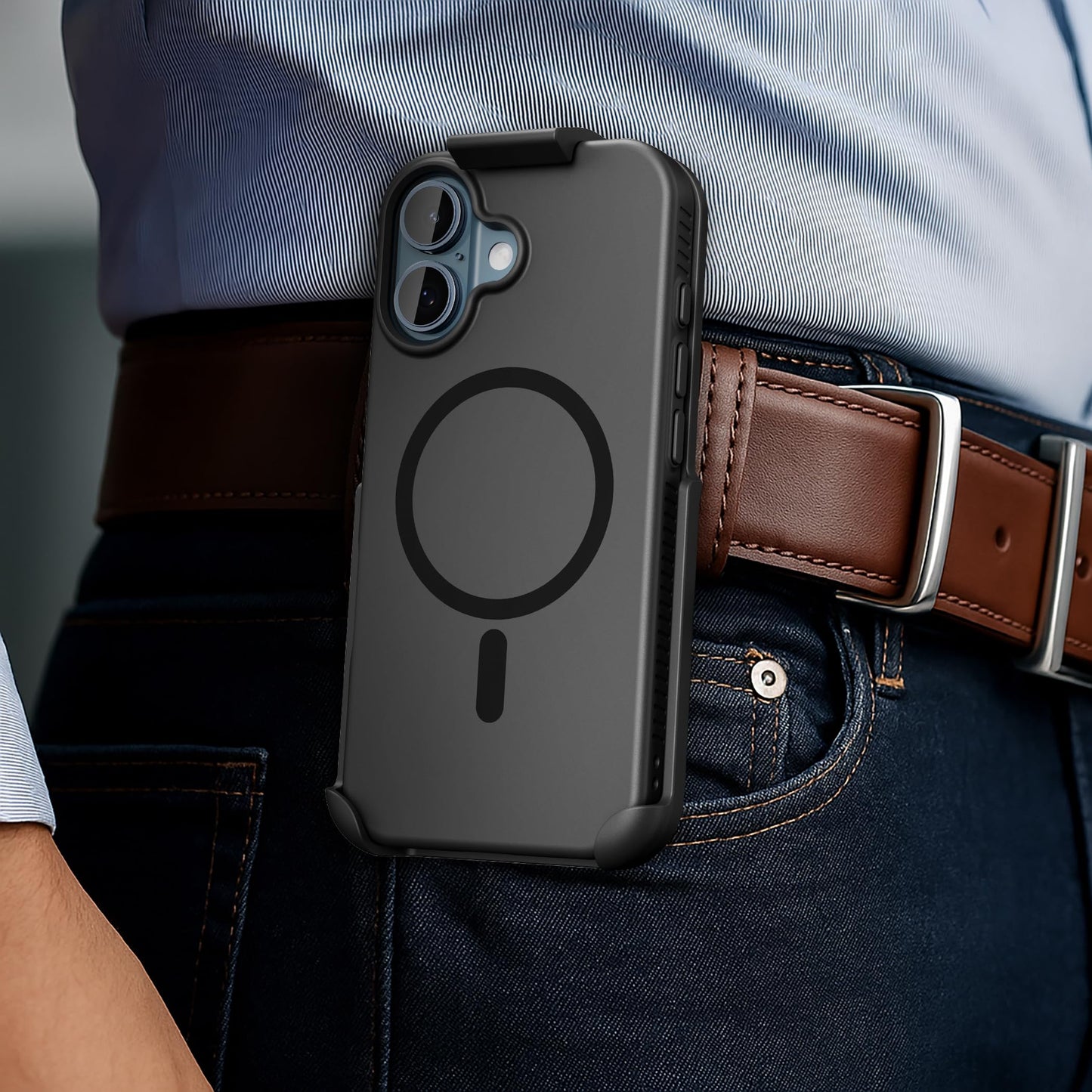 Encased SlimShield for iPhone 17 Belt Clip Case with Phone Holster (Compatible with MagSafe) Matte Black