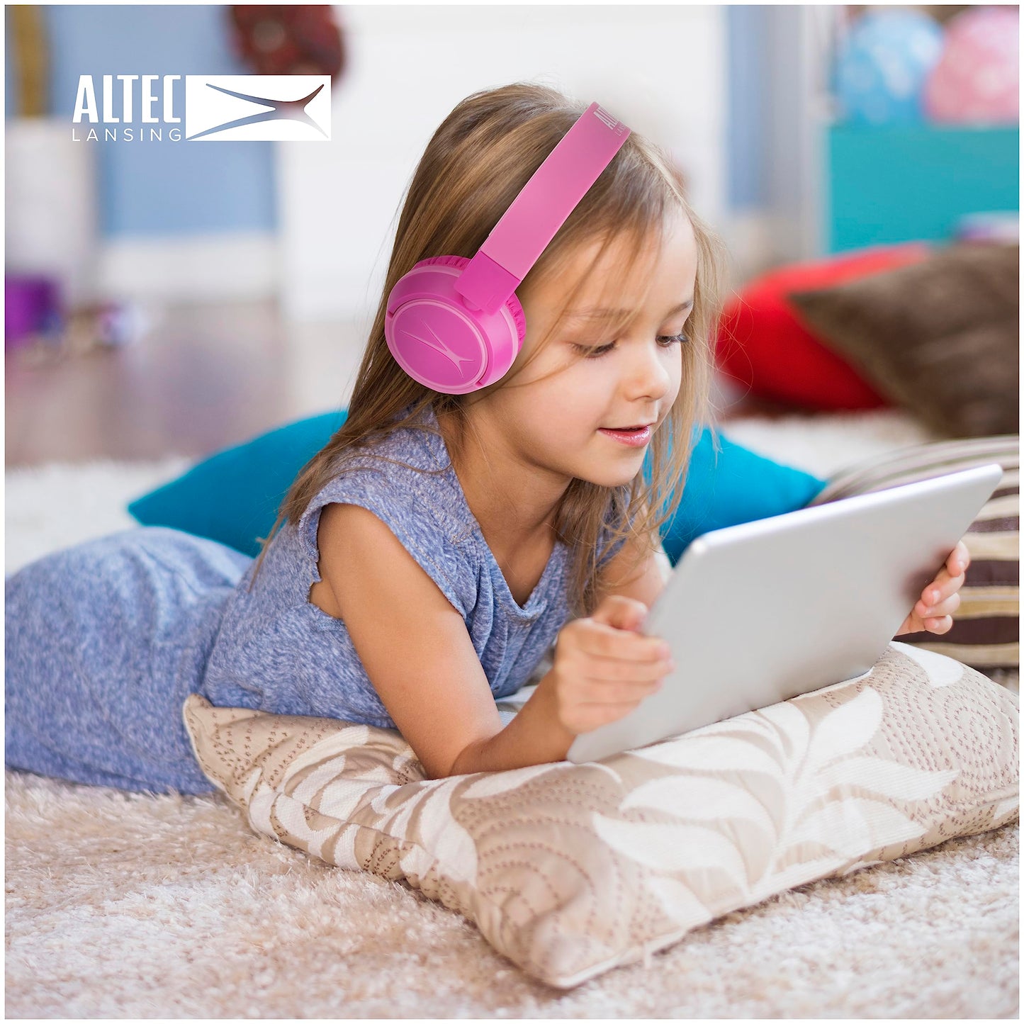 Altec Lansing Kid Safe 2-in-1 Wireless Bluetooth Headphones - Crystal Clear Sound, Safe Volume Limiting, Foldable Design - Enjoy Audio and Protect