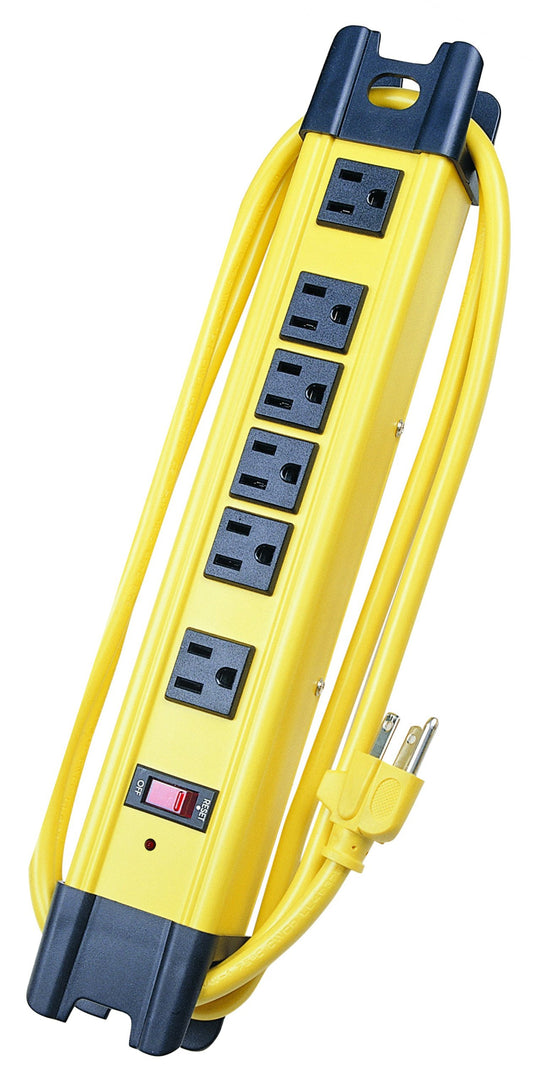Voltec 11-00226 6-Outlet Heavy Duty Rectangle Metal Surge Protector Power Strip - Contractor & Commercial Electric Surge Protector W/ Durability