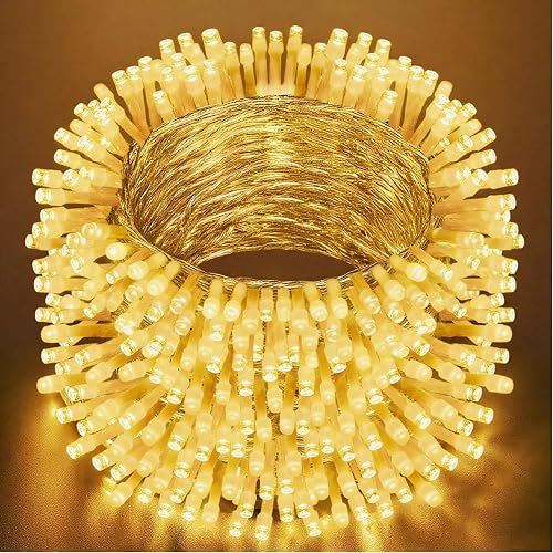VTECHOLOGY 66Ft 200LED Warm White Christmas Lights Plug in,8 Modes Connectable String Light Classroom Lights Indoor Outdoor for Halloween Christmas