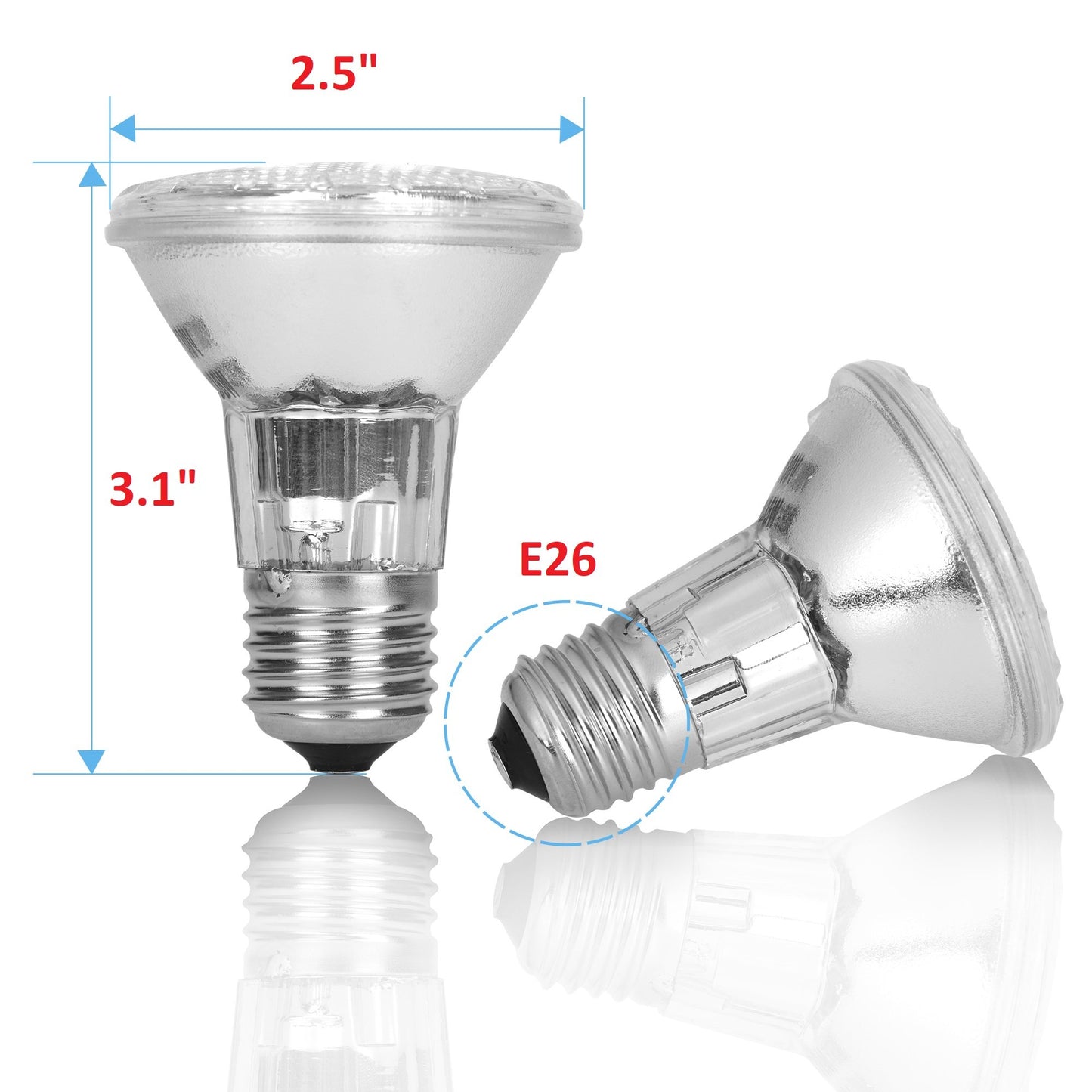 Par 20 3 Pack FL25 50PAR20/FL 50 Watt Halogen Spot Light Bulb Replacement 120V 130V Base Flood Beam Lighting Range Hood Oven PAR20 Reflector Bulbs