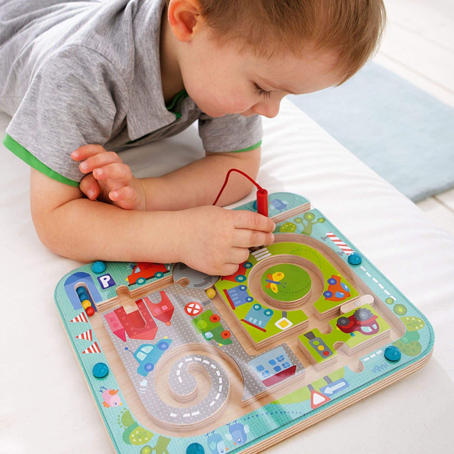 HABA Busy Board for Toddlers 2-4: Town Magnetic Maze Puzzle Game - Toddler Travel Toys for Preschoolers