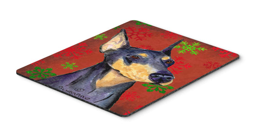 Caroline's Treasures SS4702MP "Doberman Red and Green Snowflakes Holiday Christmas Mouse Pad, Hot Pad or Trivet" for Home Office Gaming Working