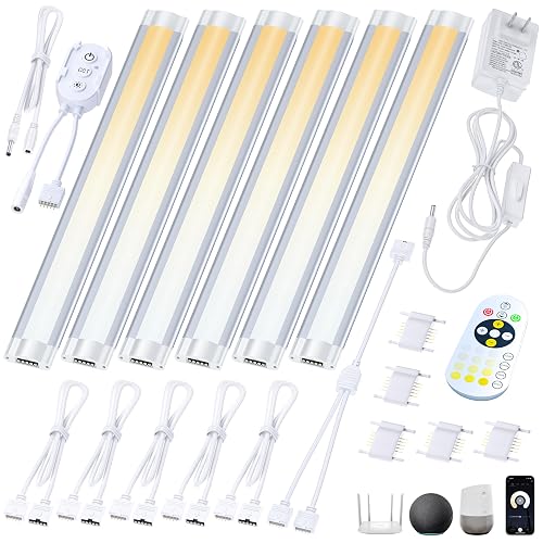 Smart Under Cabinet Lighting App, Alexa & Google Compatible Cabinet Lights - Linkable with Timer Under Counter Lights Fixtures for Kitchen, Book