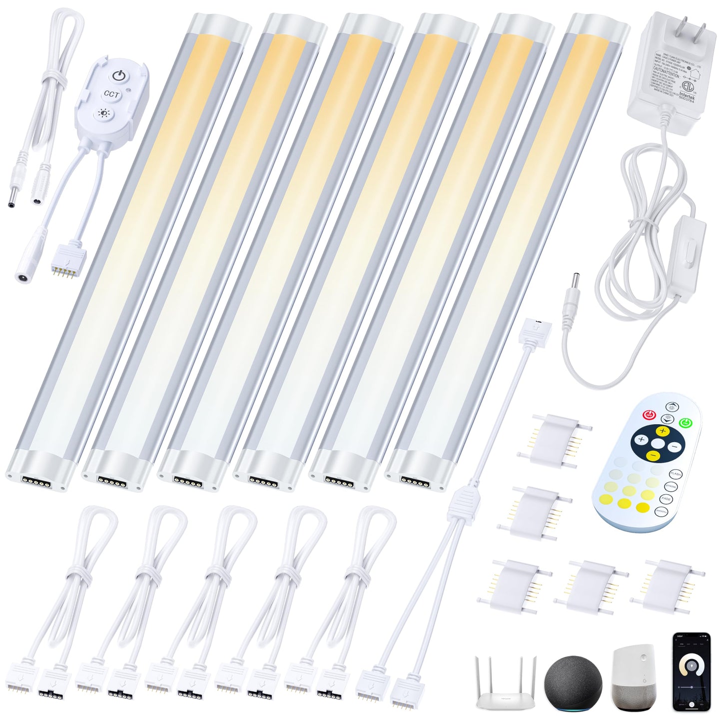 Smart Under Cabinet Lighting App, Alexa & Google Compatible Cabinet Lights - Linkable with Timer Under Counter Lights Fixtures for Kitchen, Book
