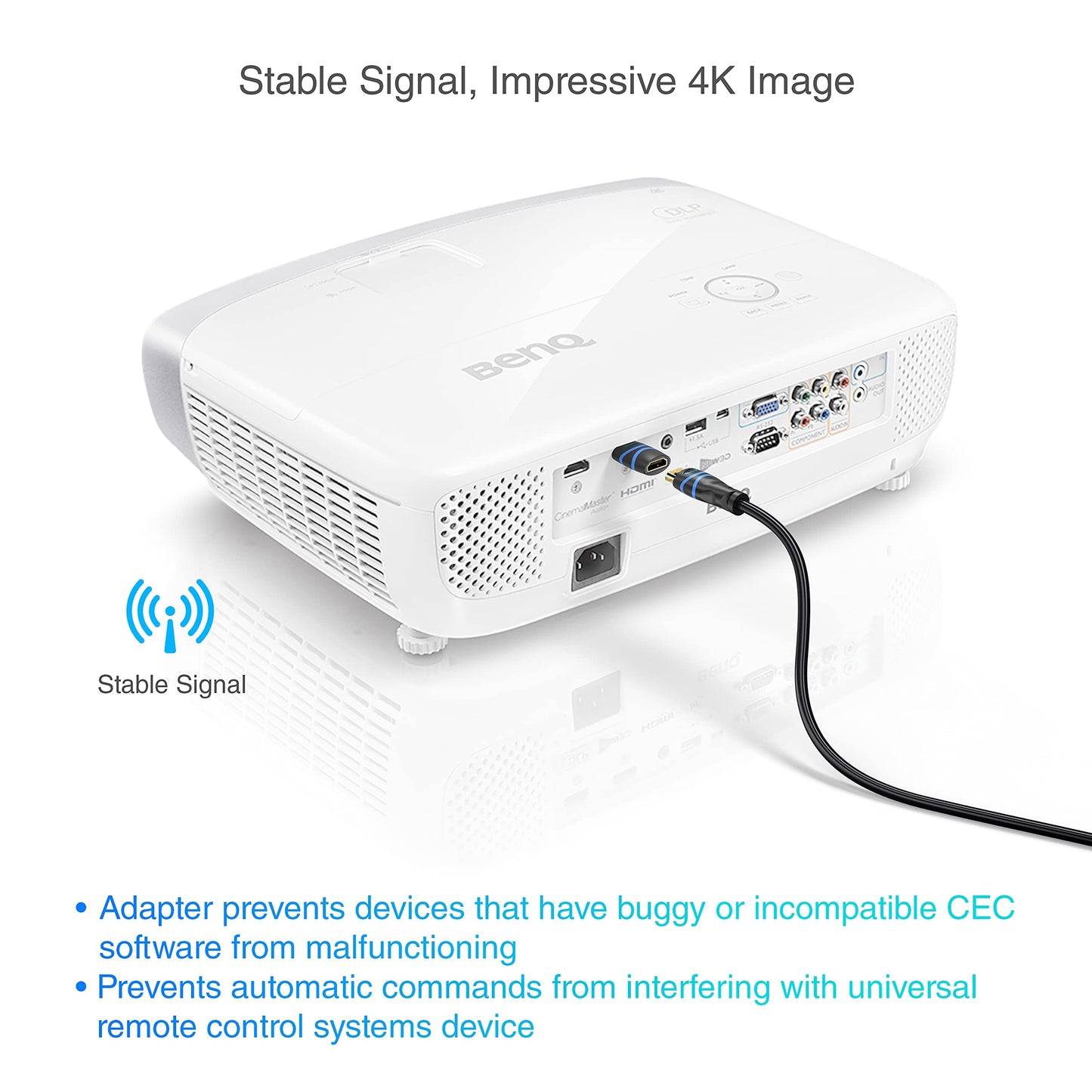 BlueRigger HDMI CEC Less Adapter (4K UHD, ARC, Ethernet, Male to Female CEC Blocker) - Compatible with HDTV, TV Stick, Chromecast, Nintendo Switch